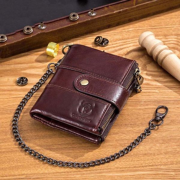 Чоловічий гаманець розкладний коричневий з ланцюжком TW080C Bull TW080C фото