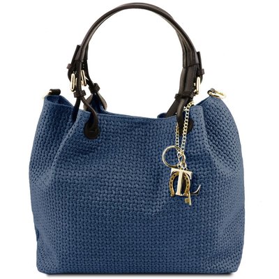 TL Keyluck-A шкіряна сумка з плетеною тісною TL141573 Темний синій TL141573 фото