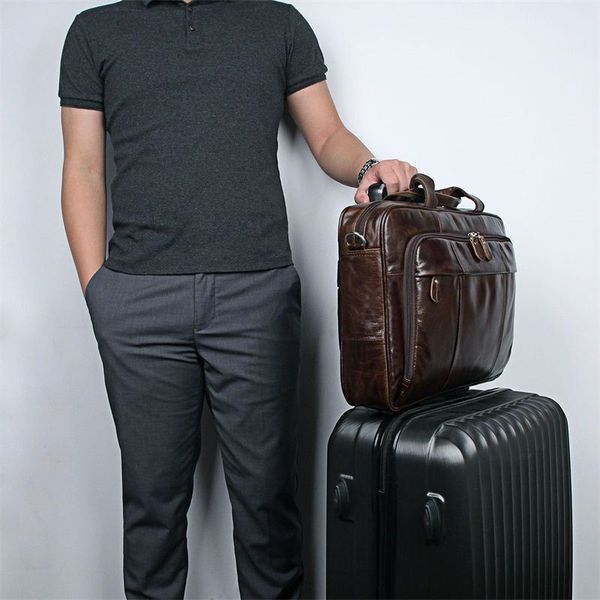 Практична сумка портфель для чоловіків шкіряна бренду John McDee 7334Q JD7334Q фото