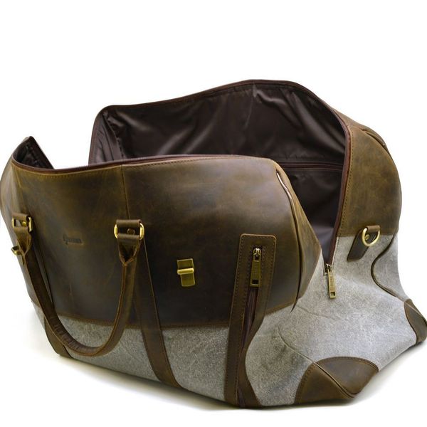Дорожня сумка-баул зі шкіри Crazy Horse і тканини Canvas RGj-1633-4lx TARWA RGj-1633-4lx фото