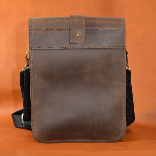 Шкіряна сумка планшет месенджер із клапаном Limary lim0123rc коричнева lim0123rc фото