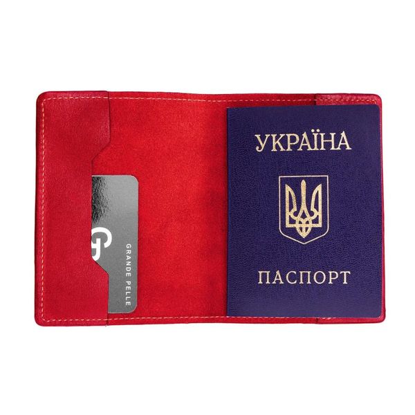 Шкіряна обкладинка на паспорт Grande Pelle 252660 червона 82899 фото