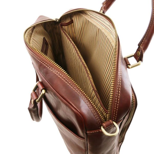 PISA - шкіряний портфель з передньою кишені TL141660 BROWN TL141660 фото