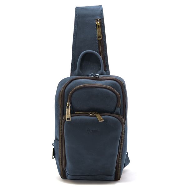 Шкіряний рюкзак слінг на одне плече TARWA RK-0910-4lx синій колір RC-0910-4lx фото
