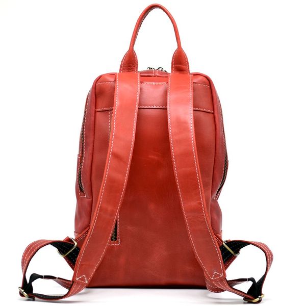 Жіночий червоний шкіряний рюкзак TARWA RR-2008-3md середнього розміру RW-2008-3md фото