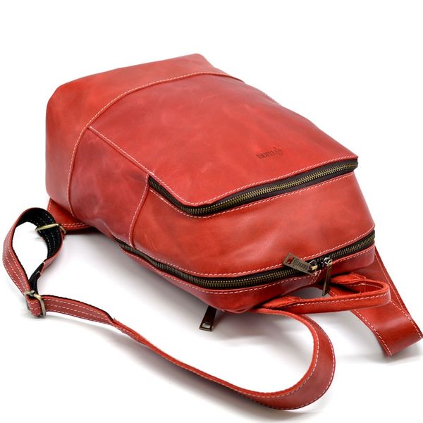 Жіночий червоний шкіряний рюкзак TARWA RR-2008-3md середнього розміру RW-2008-3md фото