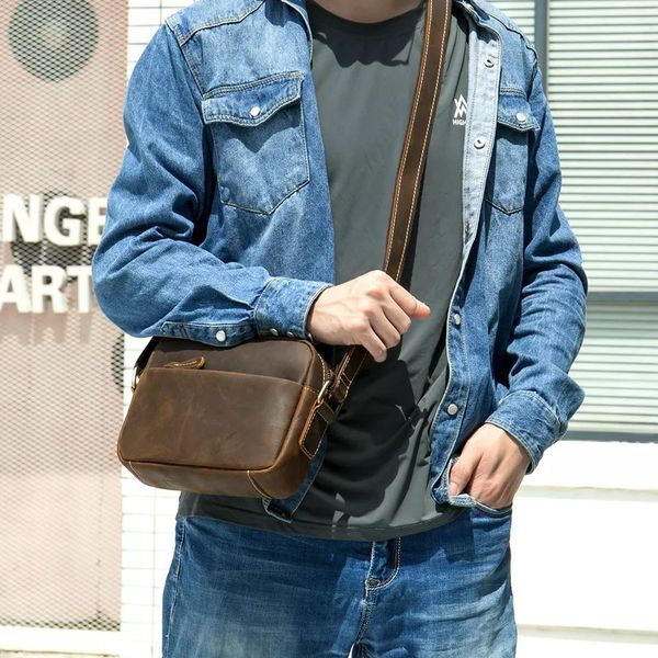Чоловіча шкіряна сумка через коричневе плече Bexhill bx6039 bx6039 фото