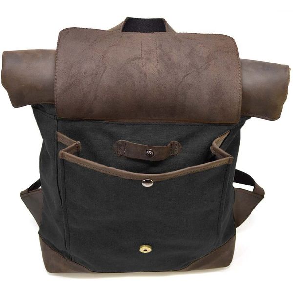 Рол-ап рюкзак зі шкіри та канвас TARWA RGc-5191-3md сірий RGc-5191-3md фото