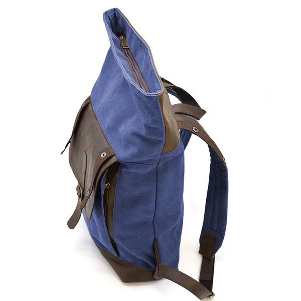 Рол-ап рюкзак зі шкіри та синій канвас TARWA RKc-5191-3md RGc-5191-3md фото