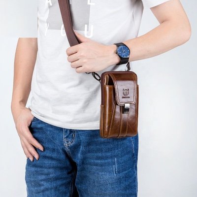 Напоясний сумка з ремінцем на плече T0073 BULL, коричнева T0073 фото