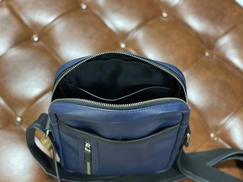 Шкіряна сумка через плече синього кольору M110bu John McDee M110bu фото