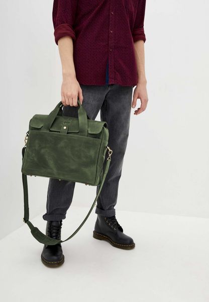 Чоловіча сумка-портфель із натуральної шкіри зелена RE-1812-4lx TARWA RGc-1812-4lx фото