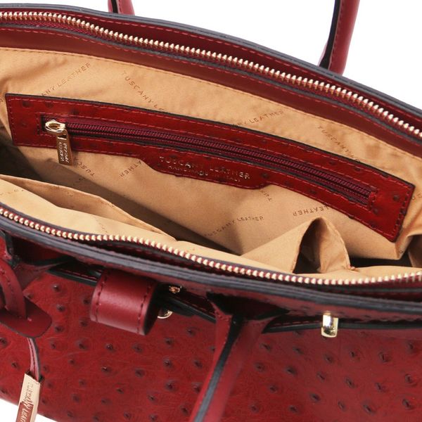 TL Bag - сумочка в страусі -друкованій шкірі TL142120 Червона TL142120 фото