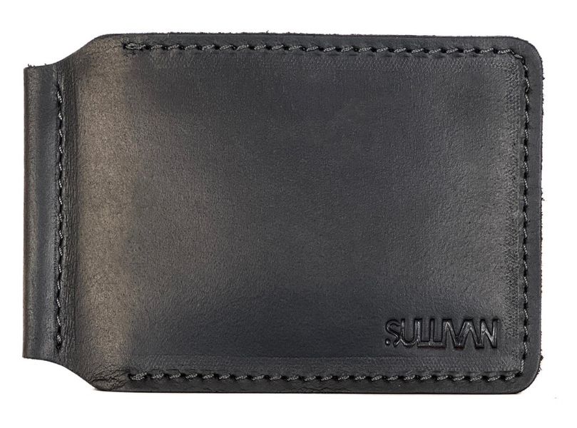Гаманець чоловічий шкіряний затискач для купюр SULLIVAN 10014(6.5) чорний 100-14(6.5) фото