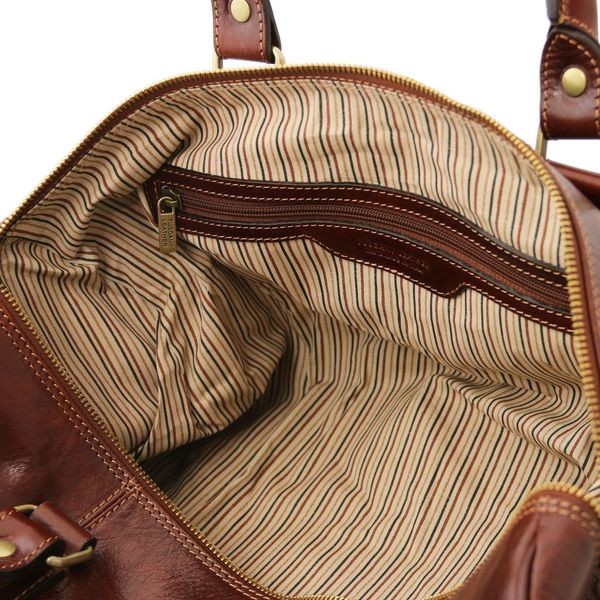 TL Voyager - дорожня шкіряна сумка -Дуфля з кишеню ззаду - невеликий розмір TL141250 Темно -коричневий TL141250 фото