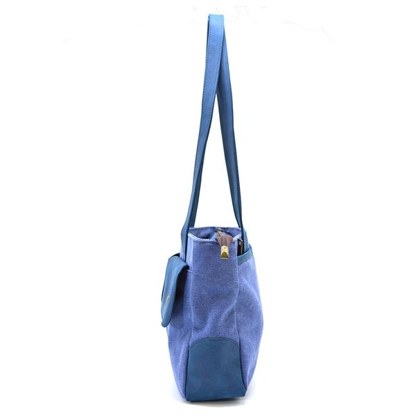 Жіноча сумка тоут з канвас та шкіри TARWA RSkyK-3930-3md з передніми кишенями RSkyK-3930-3md фото