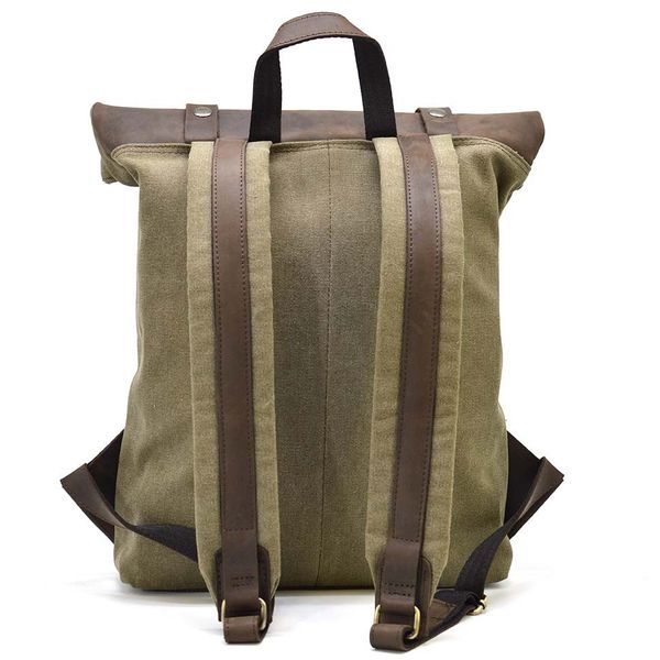 Ролл-ап рюкзак з кінської шкіри та канвас TARWA ROc-5191-3md RGc-5191-3md фото