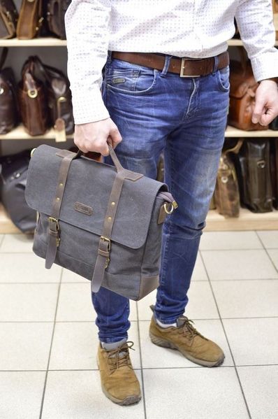 Чоловіча сумка-портфель з парусини канвас з шкіряними вставками RG-0001-4lx бренду TARWA RGc-0001-4lx фото