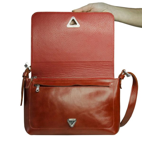 Жіноча сумка Grande Pelle 270х180х70 мм глянцева шкіра червоний 759660 фото