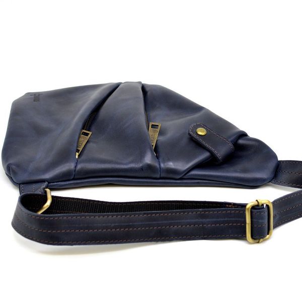 Чоловіча шкіряна сумка-слінг RK-6402-3md темно-синя бренд TARWA GA-6402-4lx фото