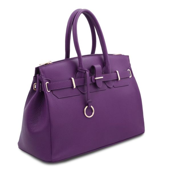 TL Bag - шкіряна сумка з золотою фурнітурою TL141529 Фіолетова TL141529 фото