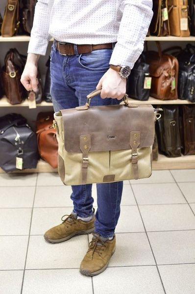 Чоловіча сумка з парусини (canvas) з шкіряними вставками RCs-3960-4lx бренду TARWA RH-3960-4lx фото