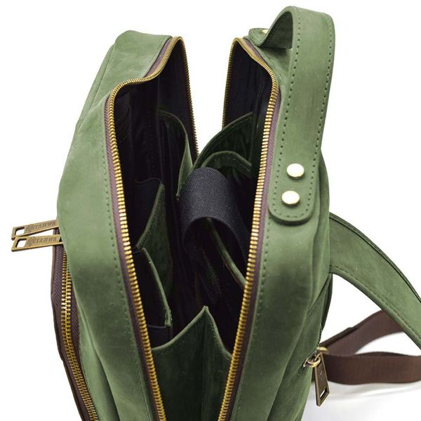 Шкіряний рюкзак для ноутбука 14" RE-1239-4lx TARWA зелена crazy horse 82951 фото