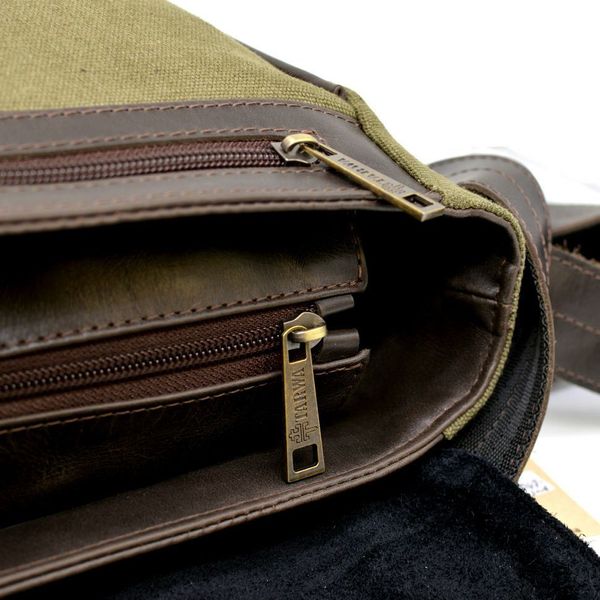 Чоловіча сумка через плече зі шкіри та холщевой тканини канвас TARWA TH-1047-3md TH-1047-3md фото