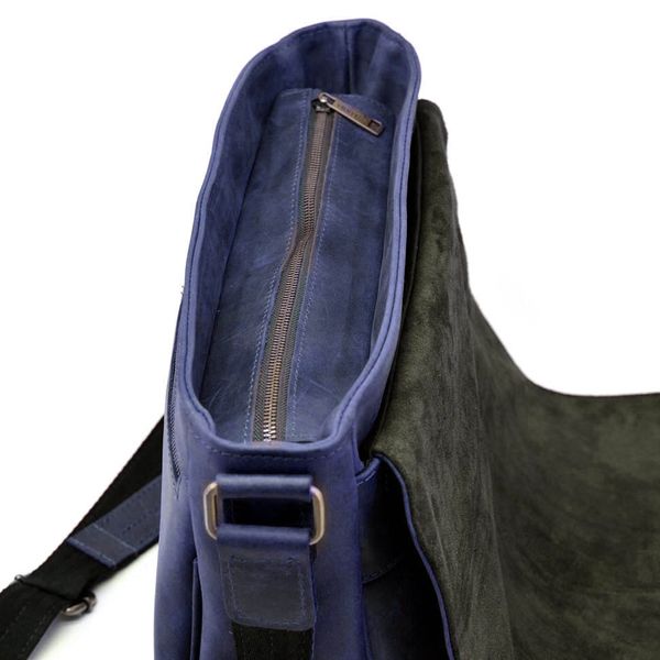 Чоловіча шкіряна сумка через плече із клапаном TARWA RK-1047-3md синя RK-1047-3md фото