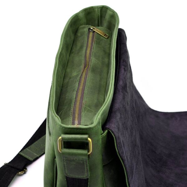 Чоловіча шкіряна сумка через плече із клапаном TARWA RE-1047-3md зелена RE-1047-3md фото