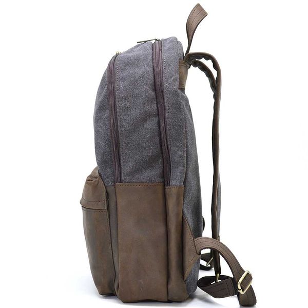 Чоловічий рюкзак шкіра і сірий канвас для ноутбука TARWA RGc-7273-3md RHc-7273-3md фото