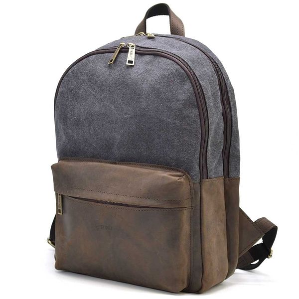 Чоловічий рюкзак шкіра і сірий канвас для ноутбука TARWA RGc-7273-3md RHc-7273-3md фото