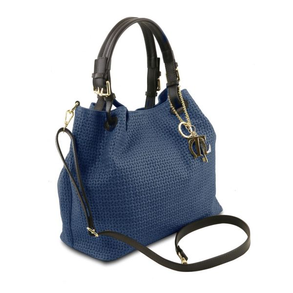 TL Keyluck-A шкіряна сумка з плетеною тісною TL141573 Темний синій TL141573 фото