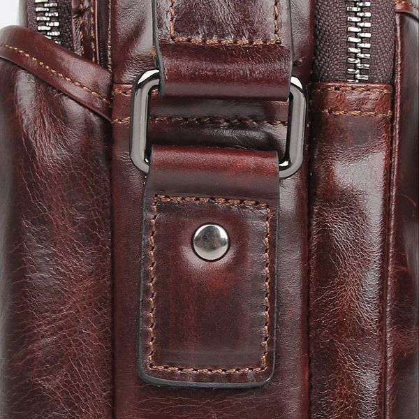 Чоловічі шкіряні сумки месенджер на плече коричнева John McDee 1054X JD1054X фото