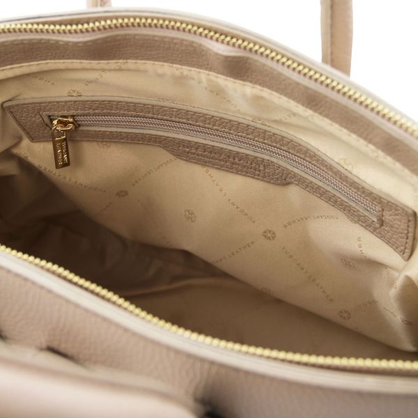TL Bag - шкіряна сумка з золотою фурнітурою TL141529 Світло -сірий -Браун TL141529 фото