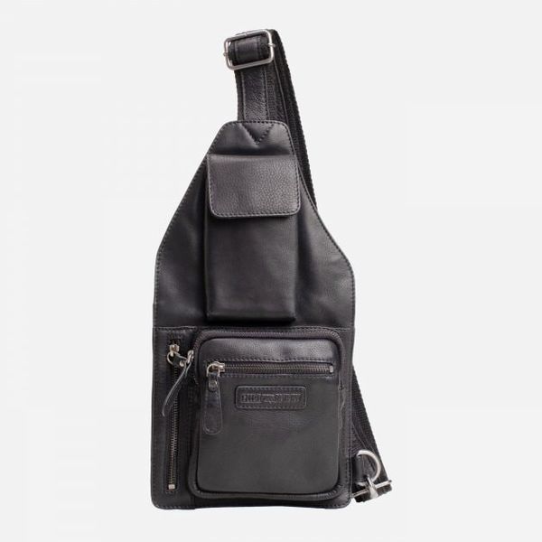 Нестандартна шкіряна сумка крос-боді, чорний колір, HILL BURRY 3161 HB3338 фото