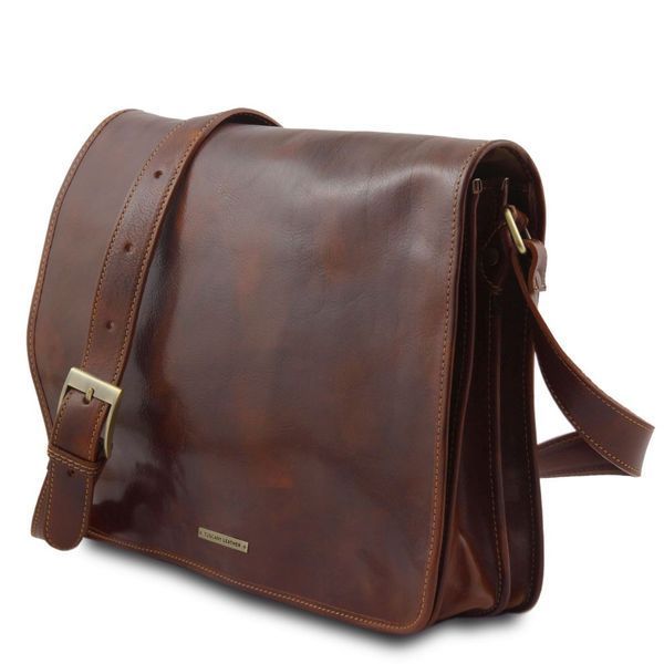 Фотографія Messenger Double - TL90475 Чорна шкіряна сумка TL90475 - купити 475_1_2 за 11 976 грн