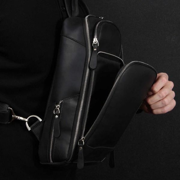 Шкіряний рюкзак Строп грудна сумка TARWA RA-0910-4lx Чорний RC-0910-4lx фото