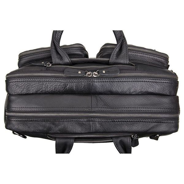 Шкіряна сумка трансформер JD 7014A рюкзак, бриф, сумка чорна JD7014A фото