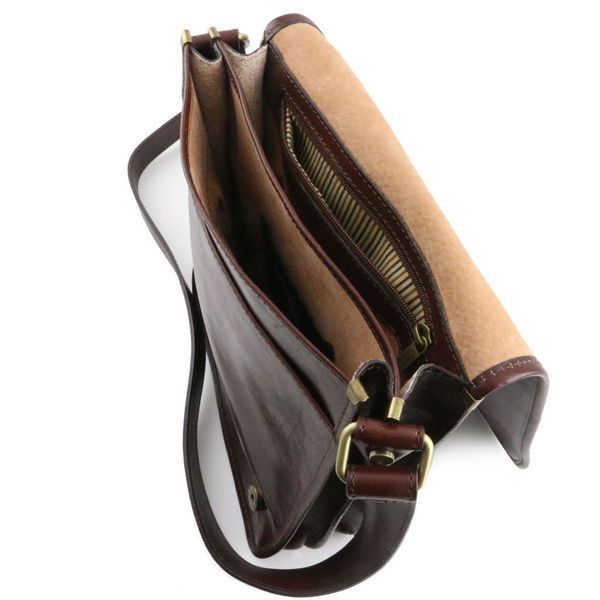 Фотографія TL Messenger - шкіряна сумка на плечі з 2 відділами TL141255 BROWN TL141255 - купити 1255_1_1 за 8 032 грн