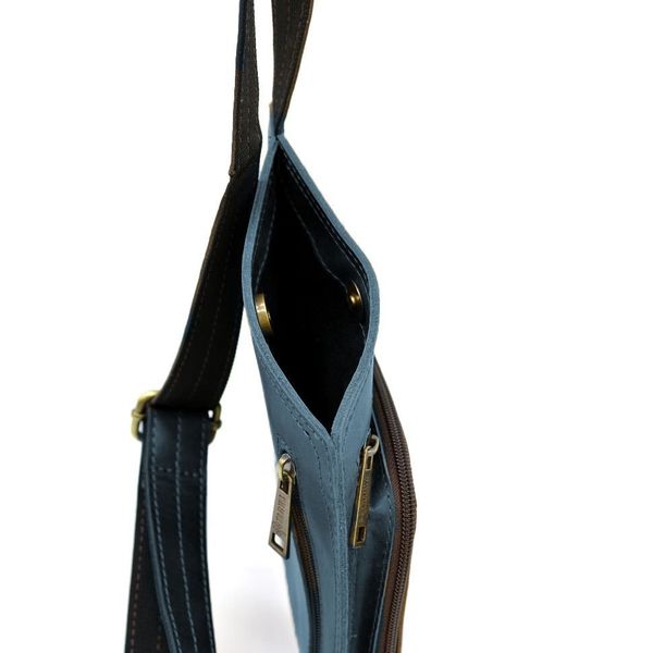 Шкіряний слінг рюкзак на одне плече TARWA RK-232-3md синій RK-232-3md фото