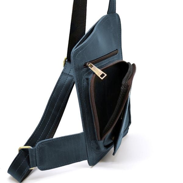 Шкіряний слінг рюкзак на одне плече TARWA RK-232-3md синій RK-232-3md фото