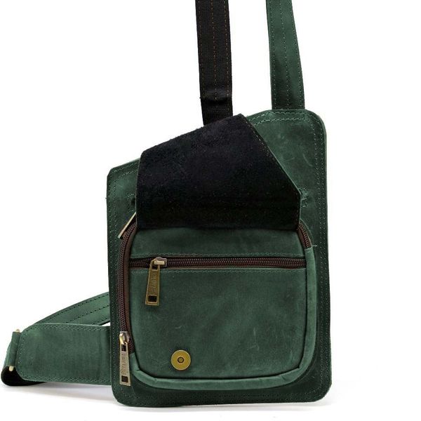 Шкіряний слінг рюкзак на одне плече TARWA RE-232-3md зелений RE-232-3md фото