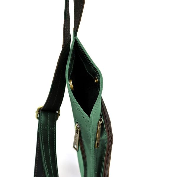 Шкіряний слінг рюкзак на одне плече TARWA RE-232-3md зелений RE-232-3md фото