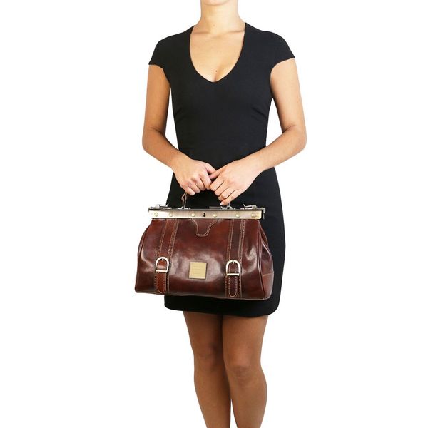 Monalisa - шкіряна сумка Gladstone з пряжками спереду TL10034 Чорний TL10034 фото