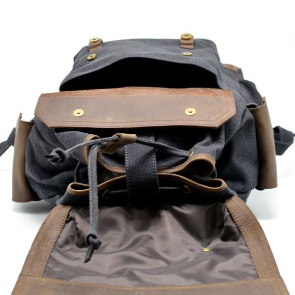 Урбан рюкзак міський TARWA RG-6680-4lx канвас та кінська шкіра RG-6680-4lx фото
