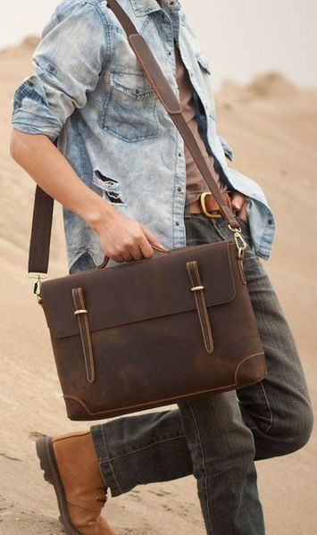 Чоловік шкіряний портфель, сумка, ретро-стиль 7082R кінська шкіра JD7082R фото