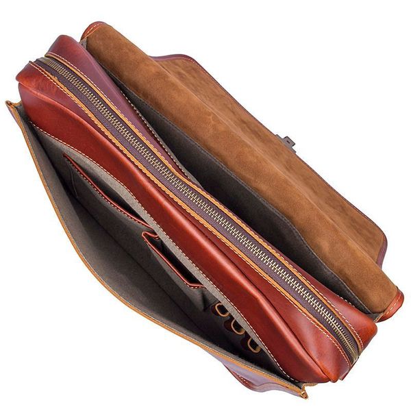 Чоловічий портфель зі шкіри з бордовим відтінком John McDee 7375X JD7375X фото