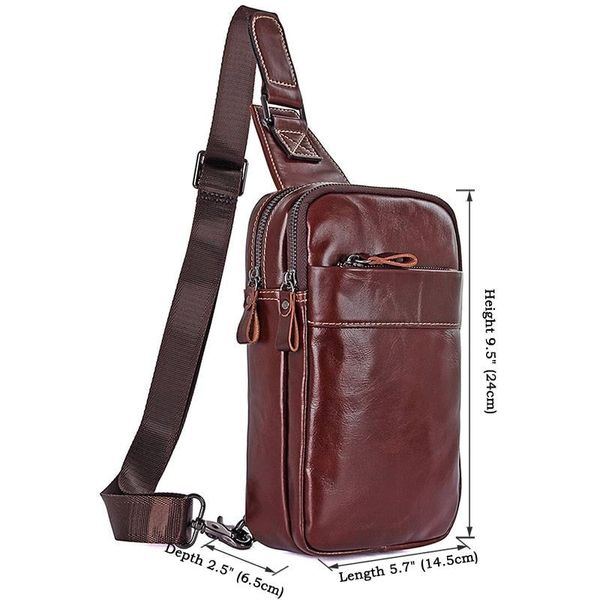 Шкіряний міні-рюкзак на одній шлеї бренду John McDee JD4002C фото