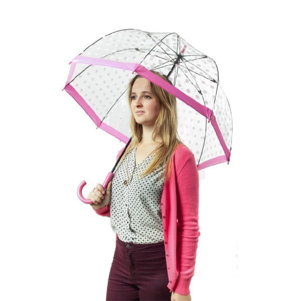Фотографія Парасолька-тростина жіноча Fulton Birdcage-2 L042 Pink Polka (Розовый горох) L042-031483 - купити 92268 за 1 950 грн